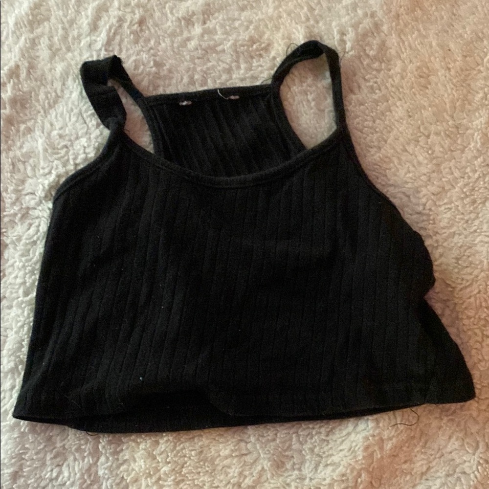 Black Ribbed Tank Top